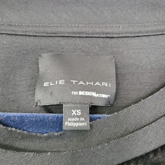 Elie Tahari Black Crew Sweatshirt with Faux Fur Front Panel Size XS - Picture 8 of 9